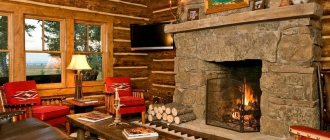 fireplace in a wooden house