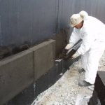 Insulation of external basement walls with foam glass